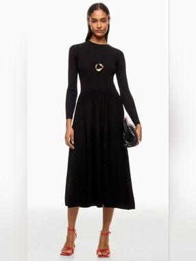 Thakoon Black Long-Sleeve Midi Dress